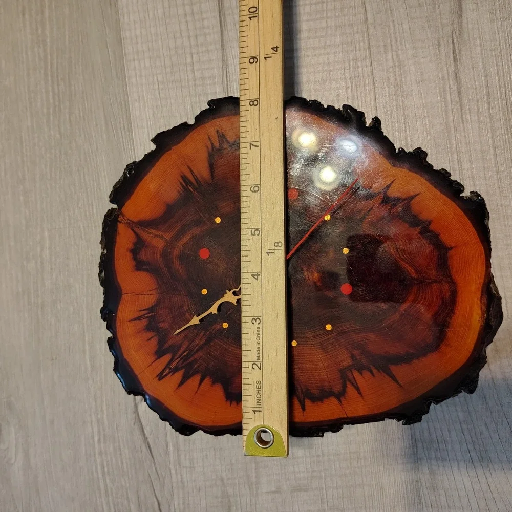 VTG Live Edge Wood Slab Wall Clock Junghans Quartz Movement Made in Germany MCM